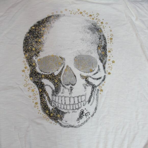 Super Soft by Torrid Top Women Size 00 Beige Black Knit Skull Pullover Goth Punk - Picture 3 of 7